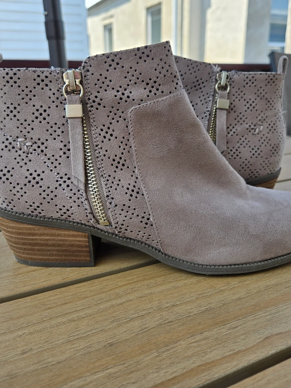 Dr. Scholl's Faux Suede Perforated Ankle Booties with Side Zip - 10